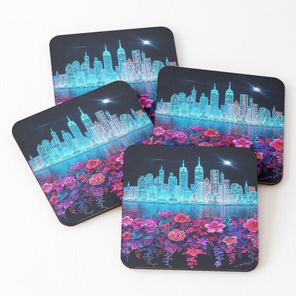 Item preview, Neon Glow Floral Skyline designed and sold by shaang.