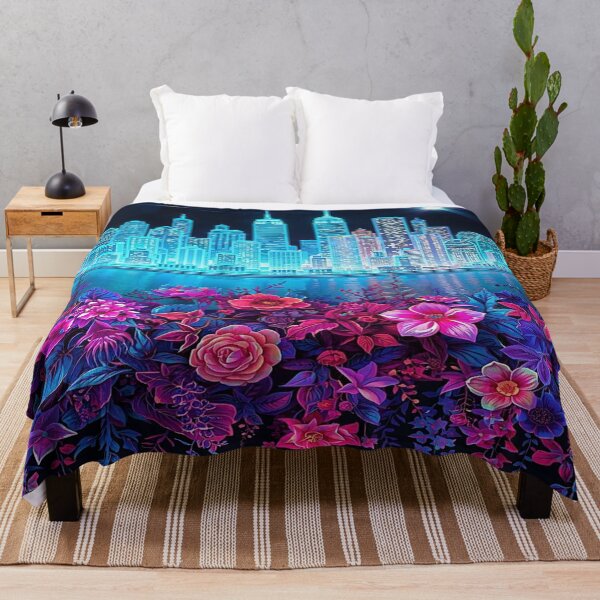 Item preview, Neon Glow Floral Skyline designed and sold by shaang.