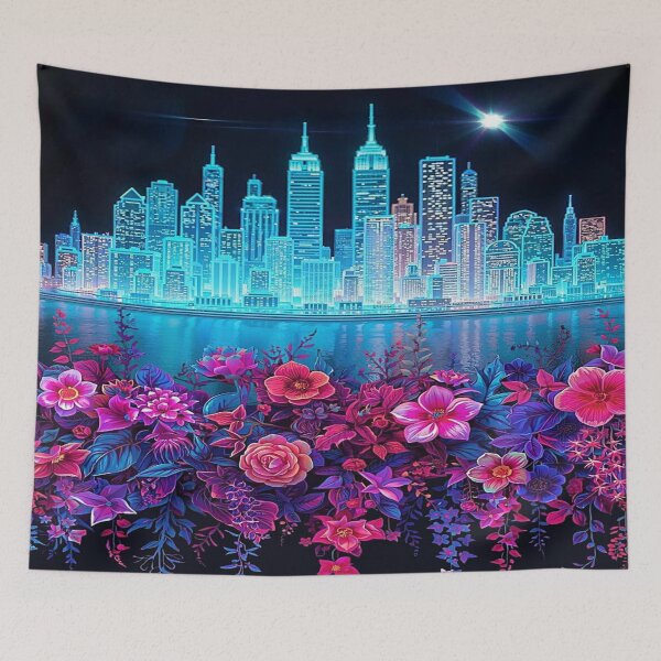 Item preview, Neon Glow Floral Skyline designed and sold by shaang.