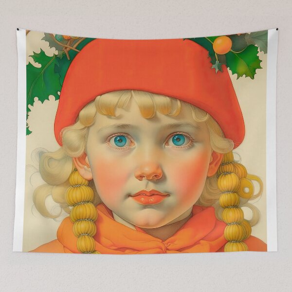 Item preview, Christmas Vintage Design In Scandinavian Style A Little Girl In The Winter Forest designed and sold by LanaGustavsson.