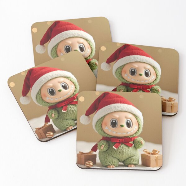 Item preview, Green Labubu with Santa Hat – Merry Christmas Card Design designed and sold by EmeraldeaDesign.