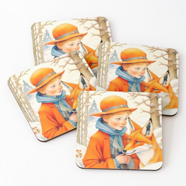 Item preview, Christmas Vintage Design In Scandinavian Style Girl With Fox designed and sold by LanaGustavsson.