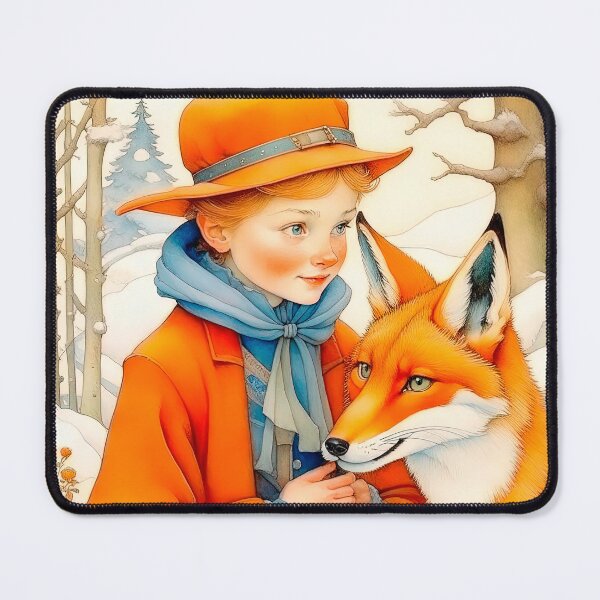 Item preview, Christmas Vintage Design In Scandinavian Style Girl With Fox designed and sold by LanaGustavsson.