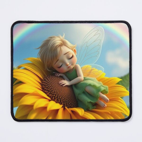 Item preview, Sleeping Fairy on a Sunflower Under a Rainbow designed and sold by Jeff's Good Mojo Dojo.