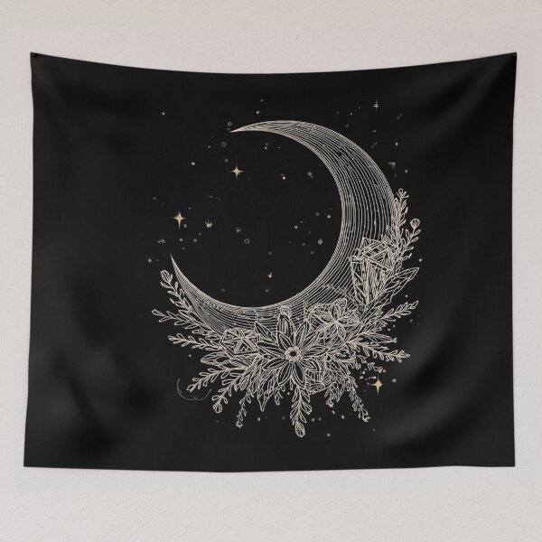 Item preview, Elegant Lunar Christmas Glow Tee | White Line Art Moon & Holiday Decor | Dark Academia Winter Apparel designed and sold by Design_Your_Day.