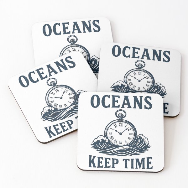 Item preview, Oceans Keep Time – Vintage Nautical Clock and Wave Design. designed and sold by The-T-In-Retro.