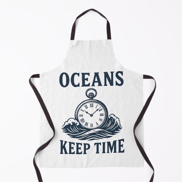 Item preview, Oceans Keep Time – Vintage Nautical Clock and Wave Design. designed and sold by The-T-In-Retro.