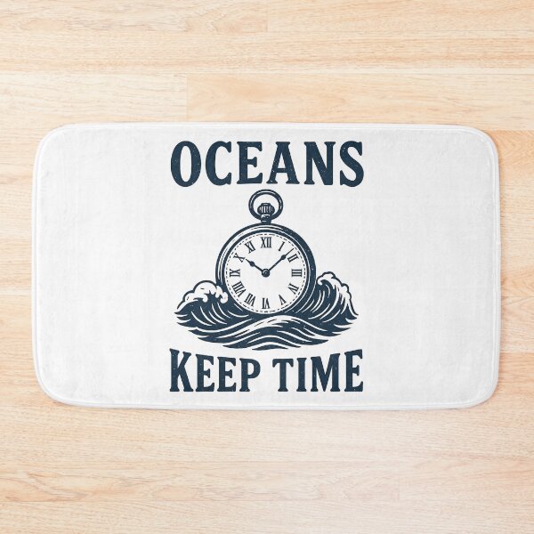 Item preview, Oceans Keep Time – Vintage Nautical Clock and Wave Design. designed and sold by The-T-In-Retro.