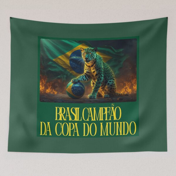Item preview, Brasil Campeão da Copa do Mundo – Fiery Jaguar World Cup Art designed and sold by Mikhail Lovelace.