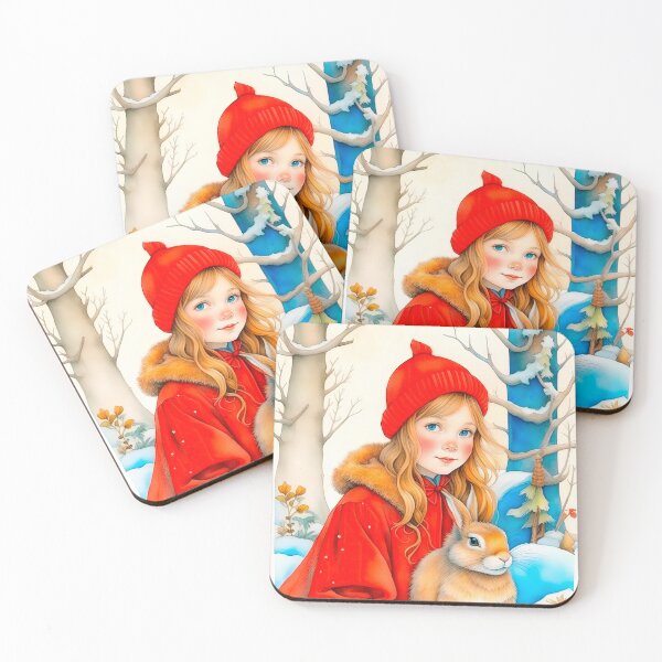 Item preview, Christmas Vintage Design In Scandinavian Style Girl With Rabbit designed and sold by LanaGustavsson.