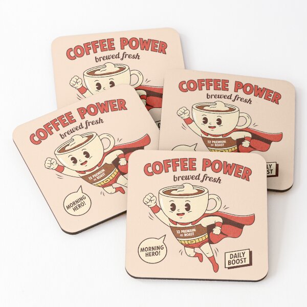 Item preview, Coffee Power Brewed Fresh - Vintage Morning Hero Mascot designed and sold by AwesomeBeyondLimits.