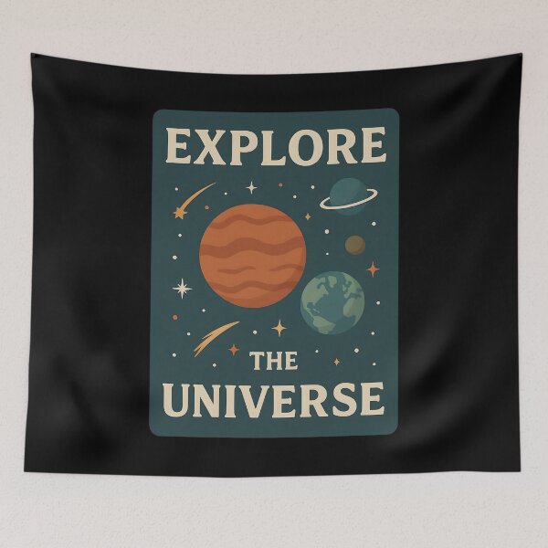 Item preview, Explore the Universe – Bold Retro Space Art with Colourful Planets. designed and sold by The-T-In-Retro.