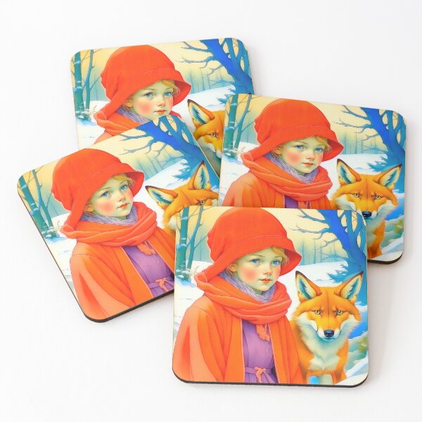 Item preview, Christmas Vintage Design In Scandinavian Style Girl With Fox designed and sold by LanaGustavsson.