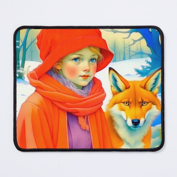 Item preview, Christmas Vintage Design In Scandinavian Style Girl With Fox designed and sold by LanaGustavsson.