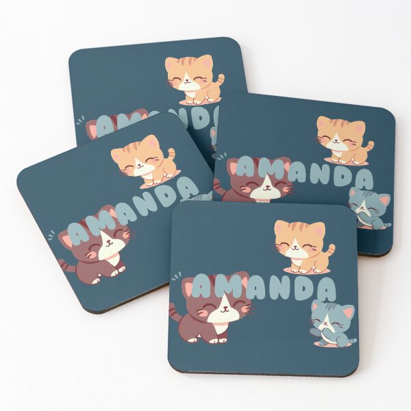 Item preview, Cute Cats and Name Amanda – Kawaii Personalized Design designed and sold by karolinahinc.