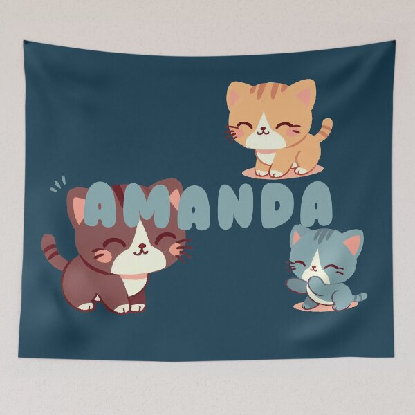 Item preview, Cute Cats and Name Amanda – Kawaii Personalized Design designed and sold by karolinahinc.