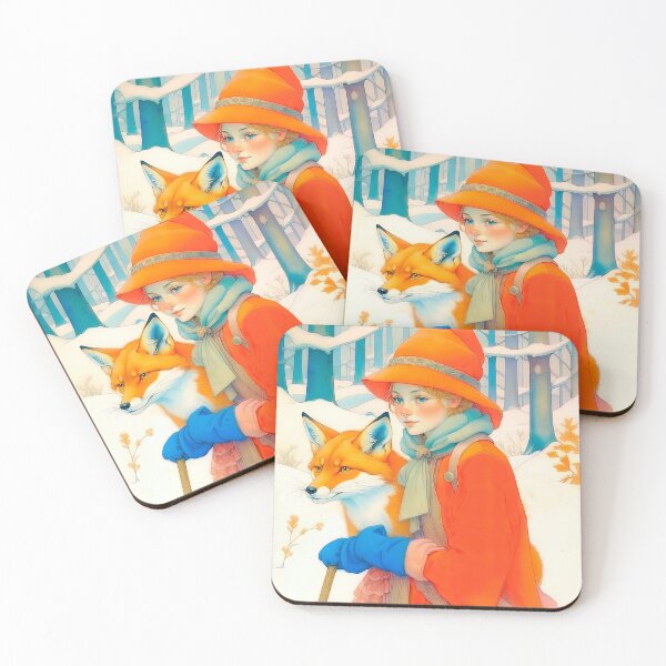 Item preview, Christmas Vintage Design In Scandinavian Style Girl With Fox designed and sold by LanaGustavsson.