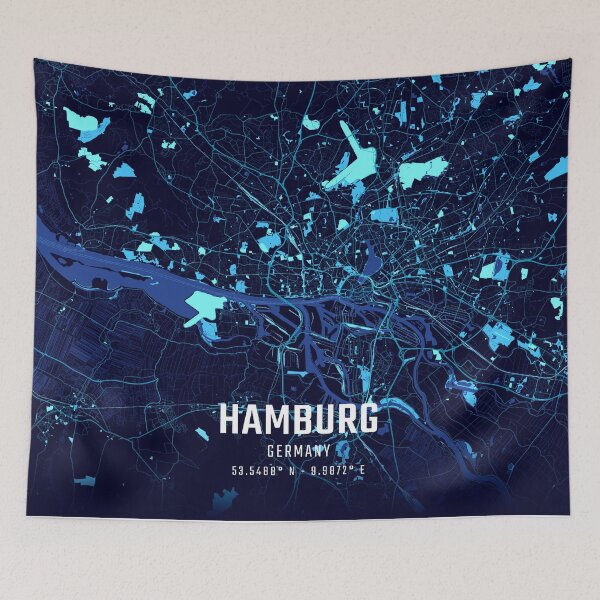Item preview, Hamburg Midnight City Map designed and sold by HomeLivingCo.
