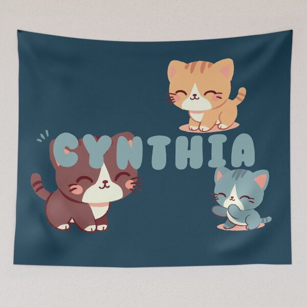 Item preview, Cute Cats and Name Cynthia – Kawaii Personalized Design designed and sold by karolinahinc.