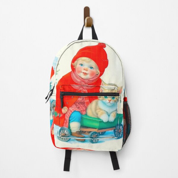 Item preview, Christmas Vintage Design In Scandinavian Style Little Girl With Kitten designed and sold by LanaGustavsson.