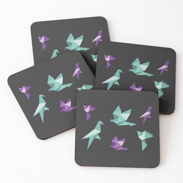 Item preview, Two-Tone Origami Birds Collection - Purple and Mint Green Minimalist Art designed and sold by SKETCHYANDGRAPHIC.