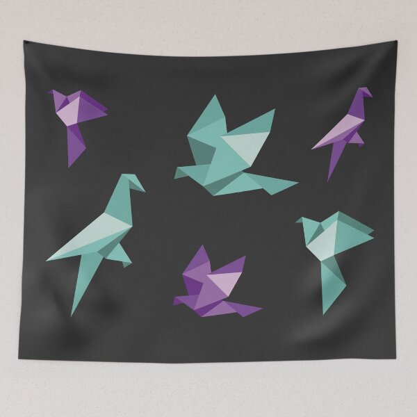 Item preview, Two-Tone Origami Birds Collection - Purple and Mint Green Minimalist Art designed and sold by SKETCHYANDGRAPHIC.