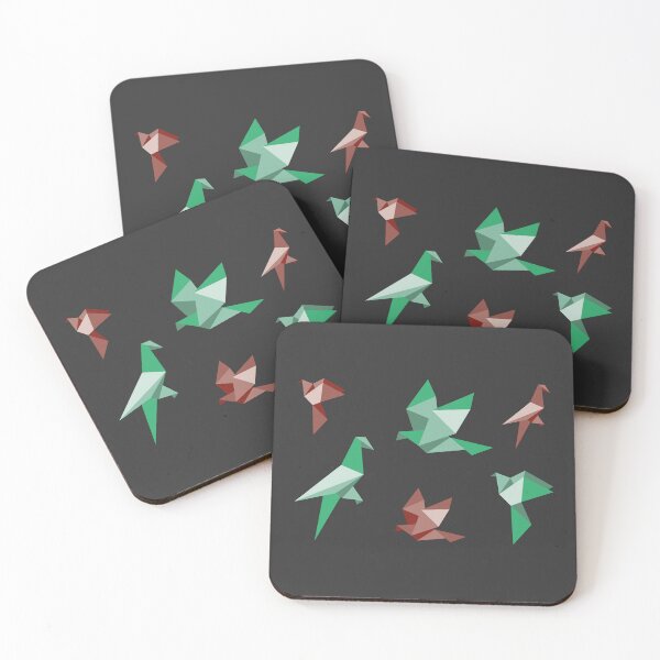 Item preview, Earth Tone Origami Birds Collection - Green and Brown Minimalist Art designed and sold by SKETCHYANDGRAPHIC.
