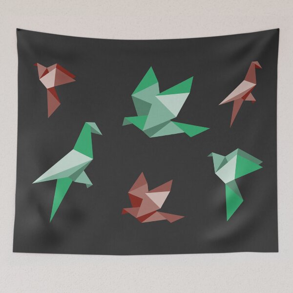 Item preview, Earth Tone Origami Birds Collection - Green and Brown Minimalist Art designed and sold by SKETCHYANDGRAPHIC.