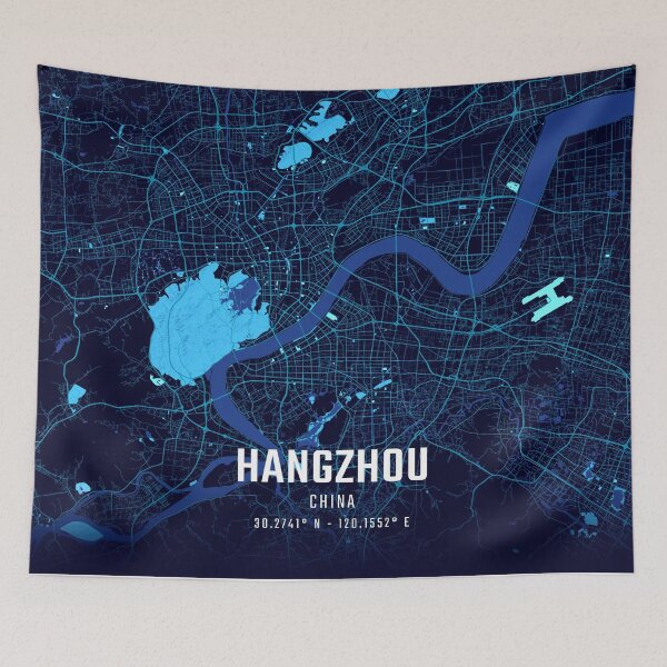 Item preview, Hangzhou Midnight City Map designed and sold by HomeLivingCo.