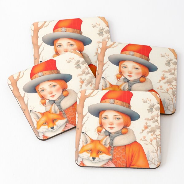 Item preview, Christmas Vintage Design In Scandinavian Style Girl With Fox designed and sold by LanaGustavsson.