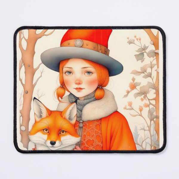 Item preview, Christmas Vintage Design In Scandinavian Style Girl With Fox designed and sold by LanaGustavsson.
