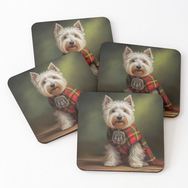 Item preview, West Highland White Terrier Dog Sitting in Tartan Plaid Blanket with Scottish Sporran Pin designed and sold by skibreck.