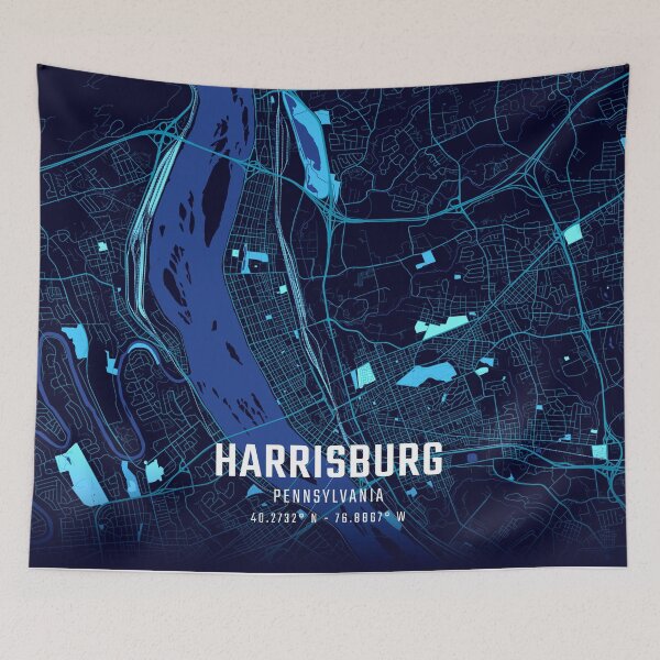 Item preview, Harrisburg Midnight City Map designed and sold by HomeLivingCo.