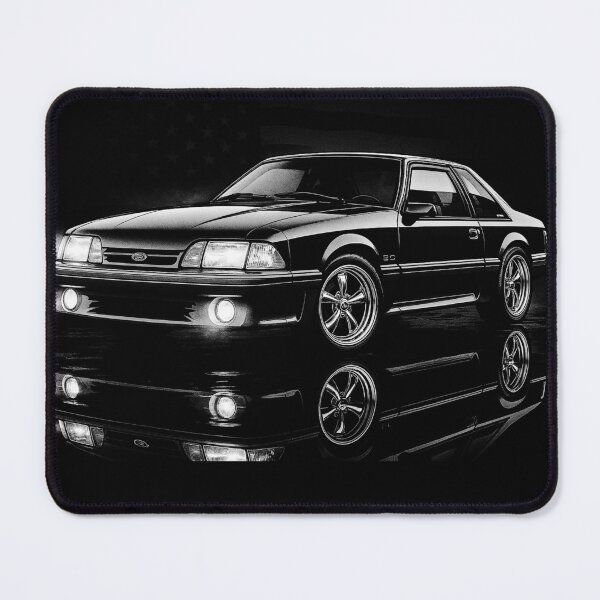 Item preview, Foxbody Mustang 5.0 with American Flag – Classic Muscle Car Art Print designed and sold by Stinky Lincy's Apparel Company.