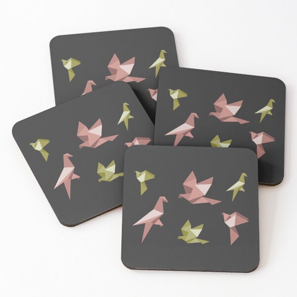 Item preview, Monochromatic Origami Birds - Chocolate Brown and Gold Minimalist Art designed and sold by SKETCHYANDGRAPHIC.