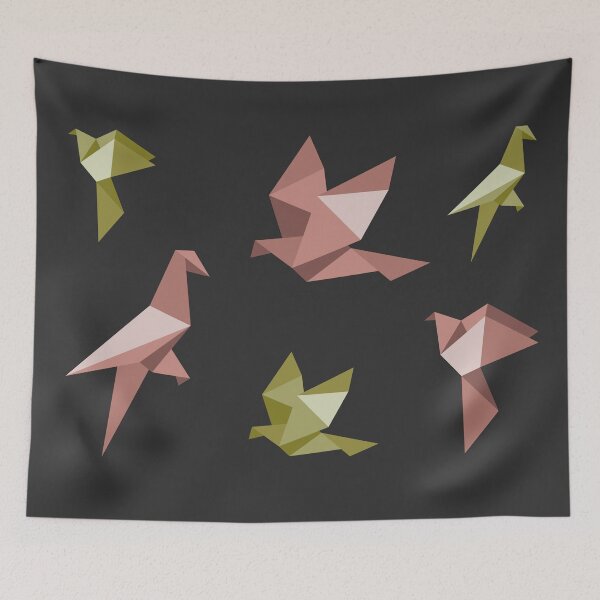 Item preview, Monochromatic Origami Birds - Chocolate Brown and Gold Minimalist Art designed and sold by SKETCHYANDGRAPHIC.