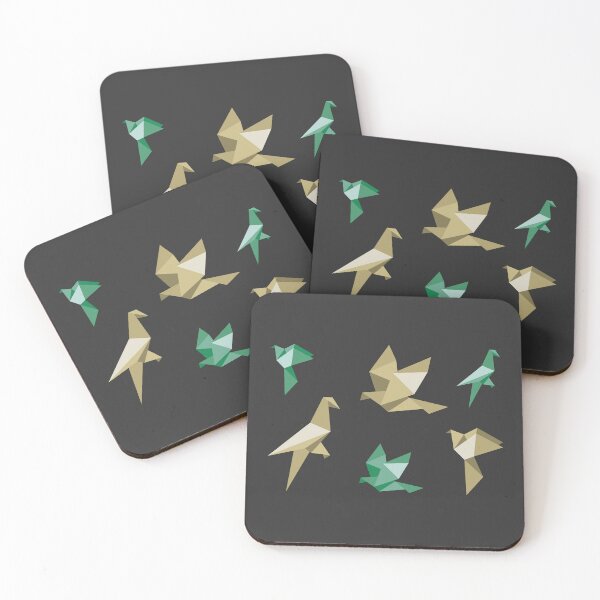 Item preview, Gold and Forest Green Origami Birds Collection - Elegant Minimalist Art designed and sold by SKETCHYANDGRAPHIC.