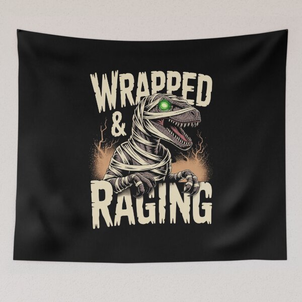 Item preview, Wrapped & Raging Mummy Raptor Dinosaur | Halloween Horror Monster Pun Design designed and sold by pixelpopplanet.