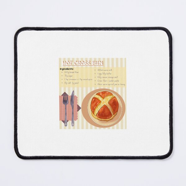 Item preview, Illustrated Recipe : Hot Cross Bun designed and sold by uhanikstudio.