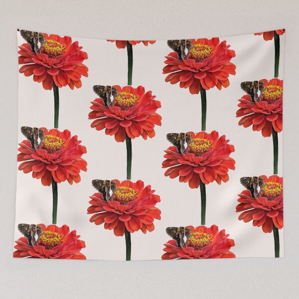 Item preview, Silver Spotted Skipper on Red Zinnia designed and sold by Susan Savad.