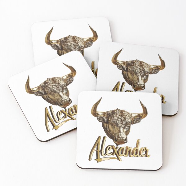 Item preview, Alexander Taurus Zodiac Sign – Golden Bull Personalized Name Design designed and sold by AlexLineArt.