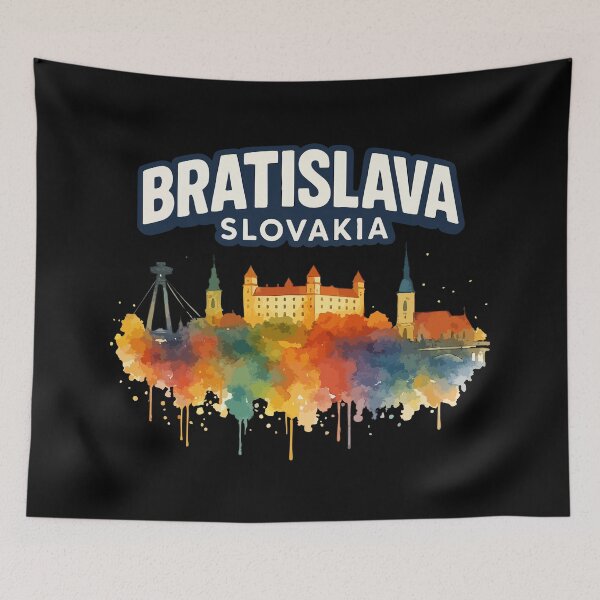 Item preview, Bratislava Slovakia Skyline Travel Watercolor designed and sold by TomFrontierArt.