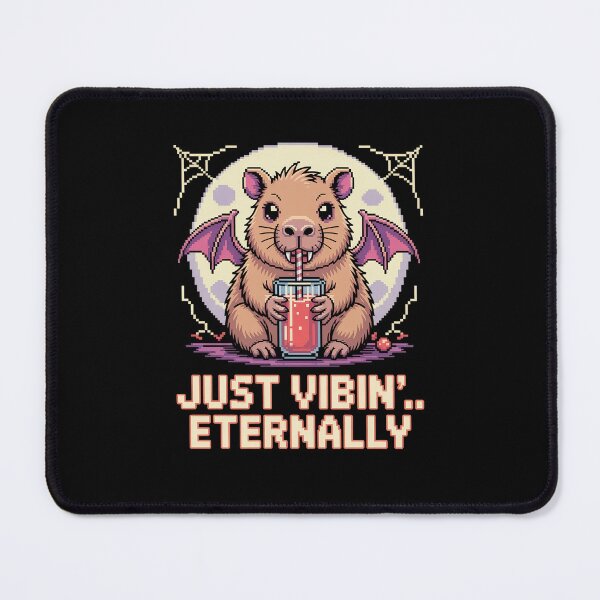 Item preview, Vampire Capybara Just Vibin' Eternally | Cute Retro Capy Bat Drinking Juice Design designed and sold by pixelpopplanet.