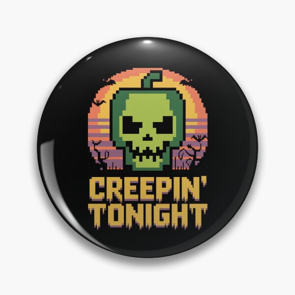 Item preview, Creepin' Tonight Pixel Skull Pumpkin | Halloween Sunset Vaporwave Design designed and sold by pixelpopplanet.