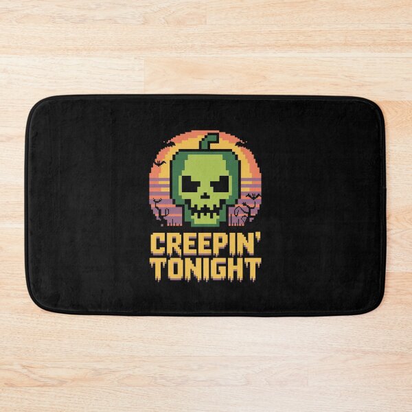 Item preview, Creepin' Tonight Pixel Skull Pumpkin | Halloween Sunset Vaporwave Design designed and sold by pixelpopplanet.