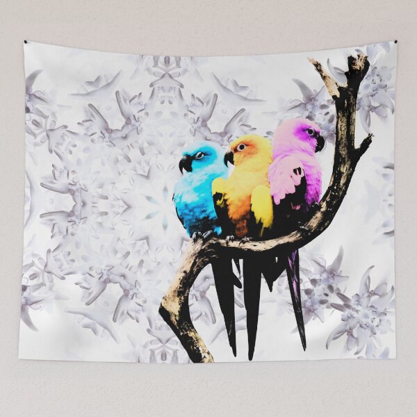 Item preview, Parrots in a sea of blossoms – a riot of color and nature / Swiss Artwork Photography designed and sold by Raphael Wolf.