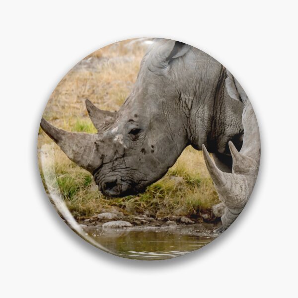 Item preview, Twin Giants at the Waterhole, White Rhinos, Etosha Namibia designed and sold by DavideAntoniani.