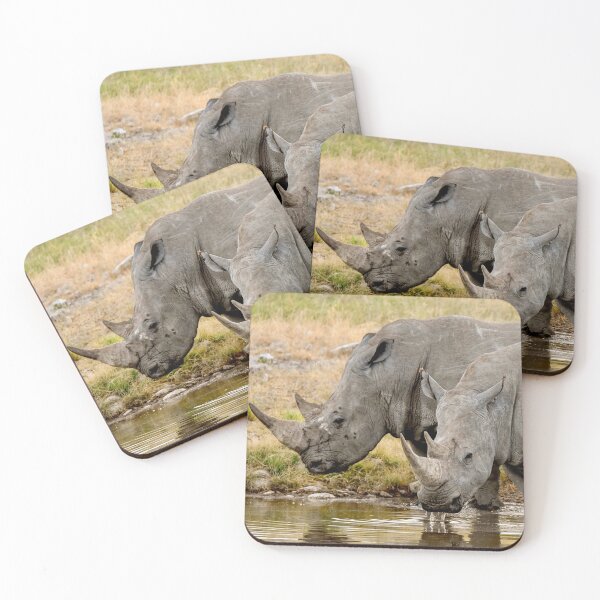 Item preview, Twin Giants at the Waterhole, White Rhinos, Etosha Namibia designed and sold by DavideAntoniani.
