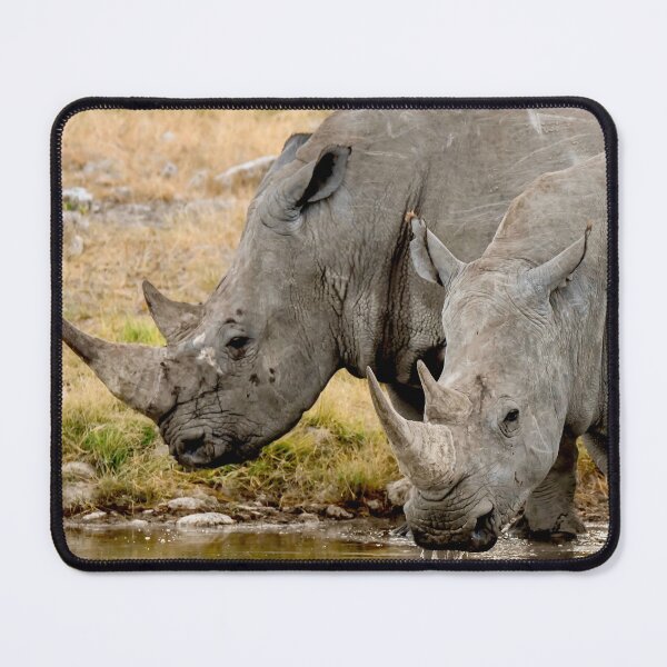 Item preview, Twin Giants at the Waterhole, White Rhinos, Etosha Namibia designed and sold by DavideAntoniani.