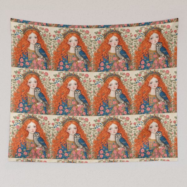 Item preview, A girl and an owl in a mysterious fairytale forest. designed and sold by Natalia-Vlad.